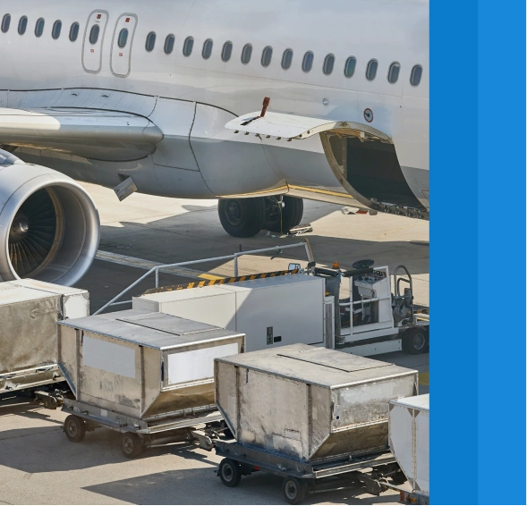 cargo discharge from airplane