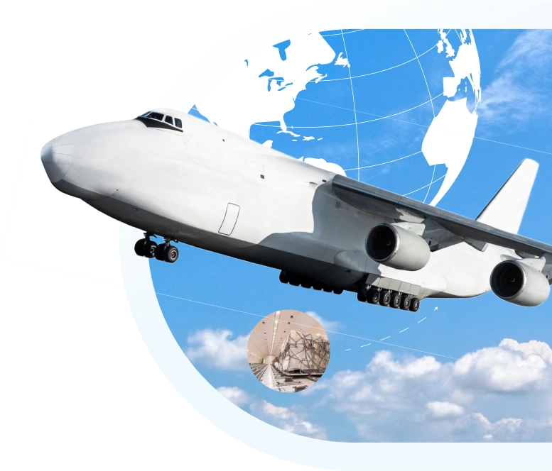 airplane out of image frame which represents the globe